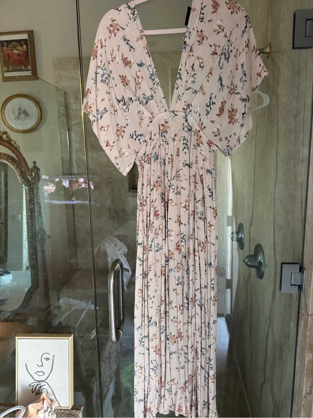 Vici Blush Pink Floral Knot-Waist Maxi Dress